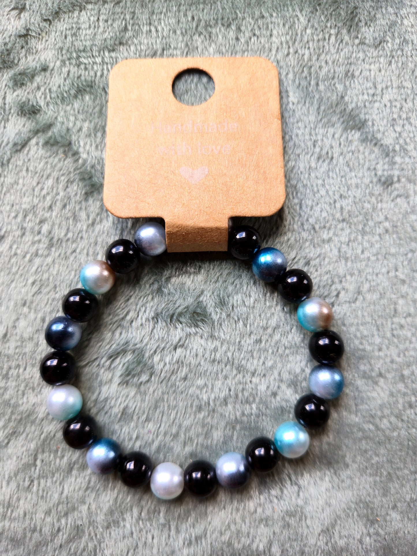 black and blue beaded bracelet