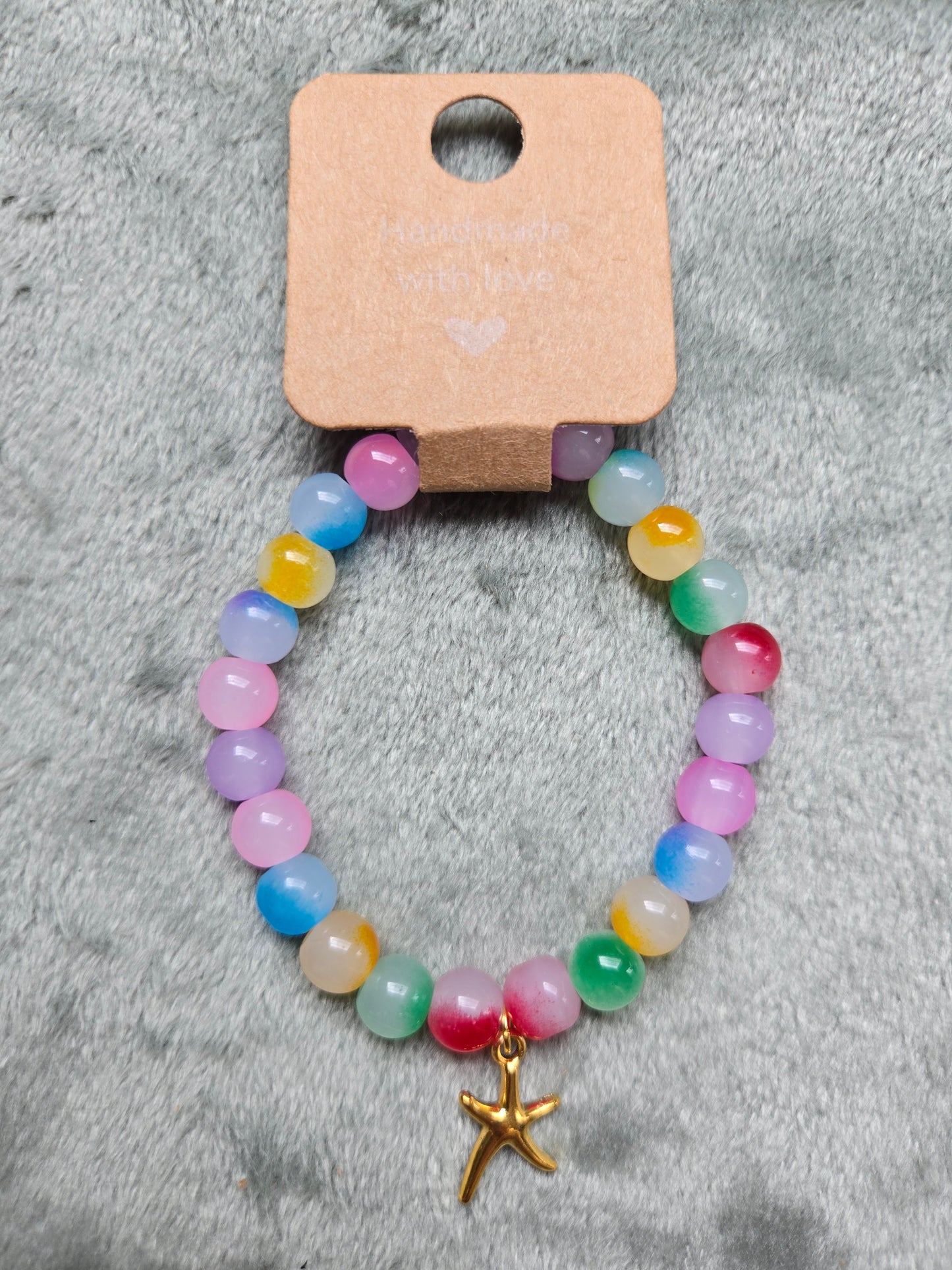 Multicolored beaded bracelet with starfish charm