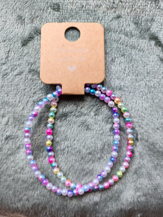 Multicolored beaded bracelets using small beads: set of two