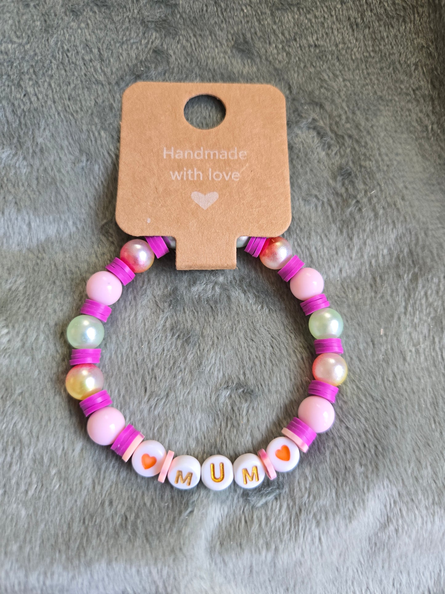 Pink beaded bracelet for mum