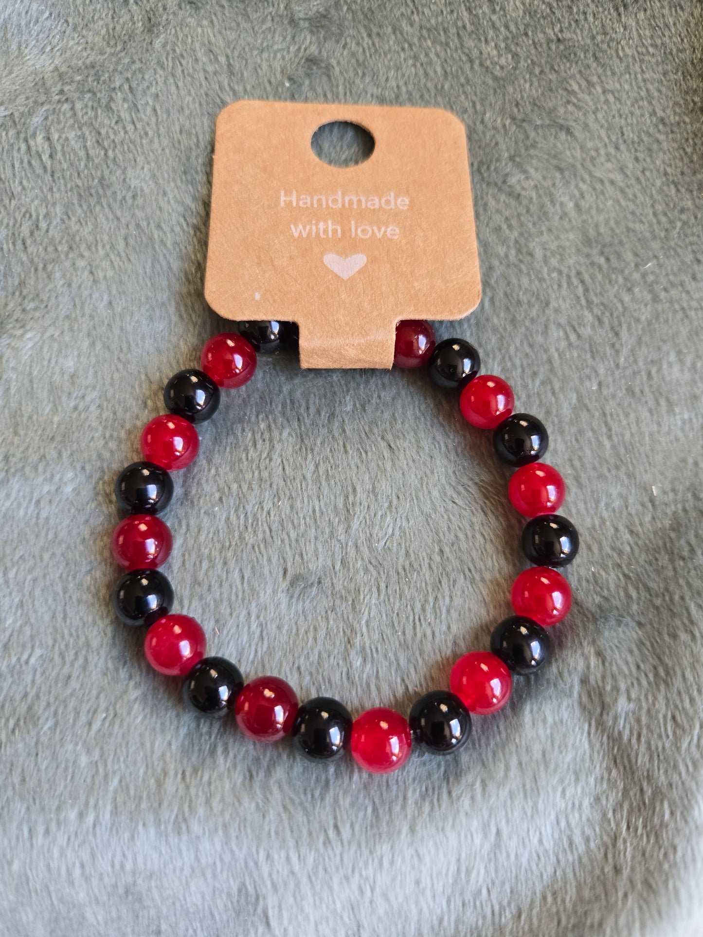Red and black beaded bracelet